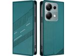 Custodia Per Xiaomi Redmi Note 13 Pro 4G/Poco M6 Pro 4G, Custodia A Portafoglio In Finto Cuoio Con Slot Per Schede E Funzione Stand GrüN