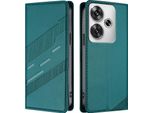 Custodia Per Xiaomi Poco F6, Custodia A Portafoglio In Finto Cuoio Con Slot Per Carte E Funzione Stand GrüN