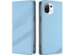 Custodia Per Xiaomi Mi 11 Lite/Mi Xiaomi 11 Lite 5G No, Custodia A Portafoglio In Finto Cuoio Con Slot Per Schede E Funzione Stand Hellblau