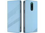 Custodia Per Xiaomi Redmi 8/Redmi 8A, Custodia A Portafoglio In Finto Cuoio Con Slot Per Schede E Funzione Stand Hellblau