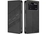 Custodia Per Xiaomi Poco M4 Pro 4G, Custodia A Portafoglio In Finto Cuoio Con Slot Per Schede E Funzione Stand Schwarz