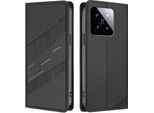 Custodia Per Xiaomi 14, Custodia A Portafoglio In Finto Cuoio Con Slot Per Schede E Funzione Stand Schwarz