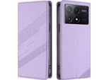 Custodia Per Xiaomi Poco X6 Pro, Custodia A Portafoglio In Finto Cuoio Con Slot Per Schede E Funzione Stand Violett