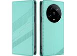 Custodia Per Xiaomi 14 Ultra, Custodia A Portafoglio In Finto Cuoio Con Slot Per Schede E Funzione Stand TüRkis