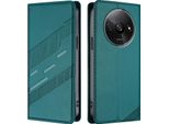 Custodia Per Xiaomi Redmi A3 / Poco C61, Custodia A Portafoglio In Finto Cuoio Con Slot Per Carte E Funzione Stand GrüN
