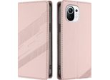 Custodia Per Xiaomi Mi 11, Custodia A Portafoglio In Finto Cuoio Con Slot Per Schede E Funzione Stand Rosa