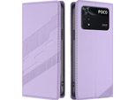 Custodia Per Xiaomi Poco M4 Pro 4G, Custodia A Portafoglio In Finto Cuoio Con Slot Per Schede E Funzione Stand Violett