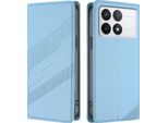 Custodia Per Xiaomi 14T Pro, Custodia A Portafoglio In Finto Cuoio Con Slot Per Schede E Funzione Stand Hellblau