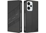 Custodia Per Xiaomi Poco F5, Custodia A Portafoglio In Finto Cuoio Con Slot Per Schede E Funzione Stand Schwarz