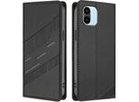 Custodia Per Xiaomi Redmi A1 /Redmi A2, Custodia A Portafoglio In Finto Cuoio Con Slot Per Schede E Funzione Stand Schwarz
