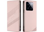 Custodia Per Xiaomi 14 Pro, Custodia A Portafoglio In Finto Cuoio Con Slot Per Schede E Funzione Stand Rosa