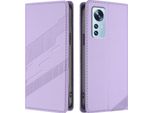 Custodia Per Xiaomi 12/Xiaomi 12X/Xiaomi 12S, Custodia A Portafoglio In Finto Cuoio Con Slot Per Schede E Funzione Stand Violett