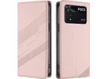 Custodia Per Xiaomi Poco M4 Pro 4G, Custodia A Portafoglio In Finto Cuoio Con Slot Per Schede E Funzione Stand Rosa