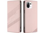 Custodia Per Xiaomi Mi 11 Lite/Mi Xiaomi 11 Lite 5G No, Custodia Portafoglio In Finto Cuoio Con Slot Per Schede E Funzione Stand Rosa