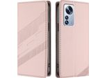 Custodia Per Xiaomi 12 Pro/Xiaomi 12S Pro, Custodia Portafoglio In Finto Cuoio Con Slot Per Schede E Funzione Stand Rosa
