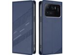 Custodia Per Xiaomi Mi 11 Ultra, Custodia A Portafoglio In Finto Cuoio Con Slot Per Schede E Funzione Stand Blau