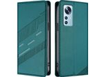 Custodia Per Xiaomi 12/Xiaomi 12X/Xiaomi 12S, Custodia A Portafoglio In Finto Cuoio Con Slot Per Schede E Funzione Stand GrüN