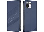 Custodia Per Xiaomi Mi 11 Lite/Mi Xiaomi 11 Lite 5G No, Custodia A Portafoglio In Finto Cuoio Con Slot Per Schede E Funzione Stand Blau