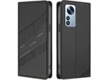 Custodia Per Xiaomi 12 Pro/Xiaomi 12S Pro, Custodia A Portafoglio In Finto Cuoio Con Slot Per Schede E Funzione Stand Schwarz
