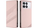 Custodia Per Xiaomi 14T Pro, Custodia Portafoglio In Finto Cuoio Con Slot Per Schede E Funzione Stand Rosa