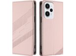 Custodia Per Xiaomi Poco F5, Custodia Portafoglio In Finto Cuoio Con Slot Per Schede E Funzione Stand Rosa