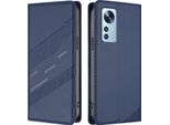 Custodia Per Xiaomi 12/Xiaomi 12X/Xiaomi 12S, Custodia A Portafoglio In Finto Cuoio Con Slot Per Schede E Funzione Stand Blau
