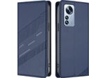 Custodia Per Xiaomi 12 Pro/Xiaomi 12S Pro, Custodia A Portafoglio In Finto Cuoio Con Slot Per Schede E Funzione Stand Blau