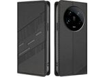 Custodia Per Xiaomi 14 Ultra, Custodia A Portafoglio In Finto Cuoio Con Slot Per Schede E Funzione Stand Schwarz