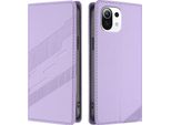 Custodia Per Xiaomi Mi 11 Lite/Mi Xiaomi 11 Lite 5G No, Custodia A Portafoglio In Finto Cuoio Con Slot Per Schede E Funzione Stand Violett