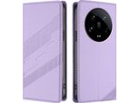 Custodia Per Xiaomi 14 Ultra, Custodia A Portafoglio In Finto Cuoio Con Slot Per Schede E Funzione Stand Violett