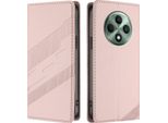 Custodia Per Oppo Reno12 F 5G/Reno12 F 4G, Custodia A Portafoglio In Finto Cuoio Con Slot Per Schede E Funzione Stand Rosa