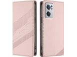 Custodia Per Oneplus Nord CE2 5G, Custodia A Portafoglio In Finto Cuoio Con Slot Per Schede E Funzione Stand Rosa