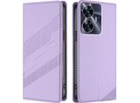 Custodia Per Realme C55 4G, Custodia A Portafoglio In Finto Cuoio Con Slot Per Carte E Funzione Stand Violett