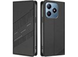 Custodia Per Realme C63 4G, Custodia A Portafoglio In Finto Cuoio Con Slot Per Carte E Funzione Stand Schwarz