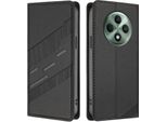 Custodia Per Oppo Reno12 F 5G/Reno12 F 4G, Custodia A Portafoglio In Finto Cuoio Con Slot Per Carte E Funzione Stand Schwarz
