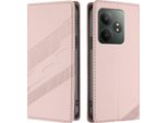 Custodia Per Realme Gt 6/Realme Gt 6T, Custodia A Portafoglio In Finto Cuoio Con Slot Per Carte E Funzione Stand Rosa