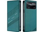 Custodia Per Xiaomi Poco X4 Pro 5G, Custodia A Portafoglio In Finto Cuoio Con Slot Per Carte E Funzione Stand GrüN