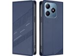 Custodia Per Realme C63 4G, Custodia A Portafoglio In Finto Cuoio Con Slot Per Carte E Funzione Stand Blau