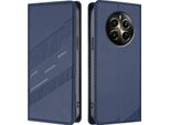 Custodia Per Realme 12+, Custodia A Portafoglio In Finto Cuoio Con Slot Per Carte E Funzione Stand Blau