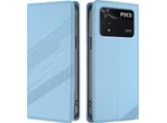 Custodia Per Xiaomi Poco M4 Pro 4G, Custodia A Portafoglio In Finto Cuoio Con Slot Per Schede E Funzione Stand Hellblau