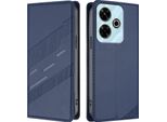 Custodia Per Xiaomi Redmi 13/Redmi 13 5G/Poco M6 4G/Poco M6 Plus, Custodia A Portafoglio In Finto Cuoio Con Slot Per Schede E Funzione Stand Blau