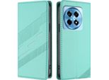 Custodia Per Oneplus 12R, Custodia A Portafoglio In Finto Cuoio Con Slot Per Schede E Funzione Stand TüRkis