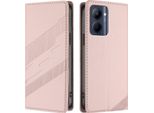 Custodia Per Realme C33, Custodia Portafoglio In Finto Cuoio Con Slot Per Carte E Funzione Stand Rosa