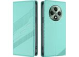 Custodia Per Oppo Reno12 F 5G/Reno12 F 4G, Custodia A Portafoglio In Finto Cuoio Con Slot Per Carte E Funzione Stand TüRkis