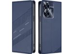 Custodia Per Realme C55 4G, Custodia A Portafoglio In Finto Cuoio Con Slot Per Carte E Funzione Stand Blau
