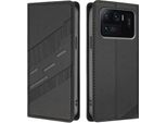 Custodia Per Xiaomi Mi 11 Ultra, Custodia A Portafoglio In Finto Cuoio Con Slot Per Schede E Funzione Stand Schwarz
