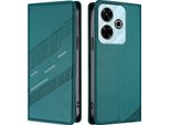 Custodia Per Xiaomi Redmi 13/Redmi 13 5G/Poco M6 4G/Poco M6 Plus, Custodia A Portafoglio In Finto Cuoio Con Slot Per Schede E Funzione Stand GrüN