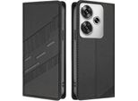 Custodia Per Xiaomi Poco F6, Custodia A Portafoglio In Finto Cuoio Con Slot Per Carte E Funzione Stand Schwarz