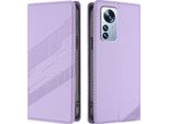 Custodia Per Xiaomi 12 Pro/Xiaomi 12S Pro, Custodia Portafoglio In Finto Cuoio Con Slot Per Schede E Funzione Stand Violett