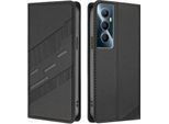 Custodia Per Realme C65 4G, Custodia A Portafoglio In Finto Cuoio Con Slot Per Carte E Funzione Stand Schwarz